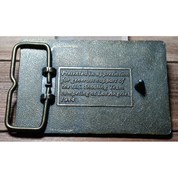 Los Angeles 1984 US Olympic Shooting Team Brass Belt Buckle California 3.4" x 2" - Picture 4 of 8